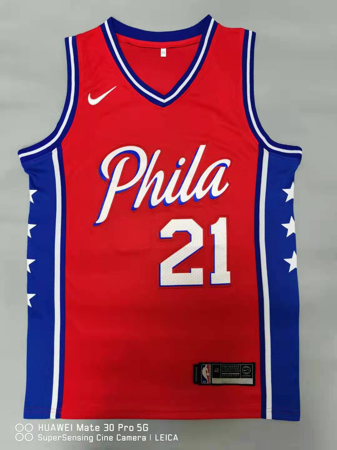 Men Philadelphia 76ers 21 Embiid Red 2021 Nike Game NBA Jersey
